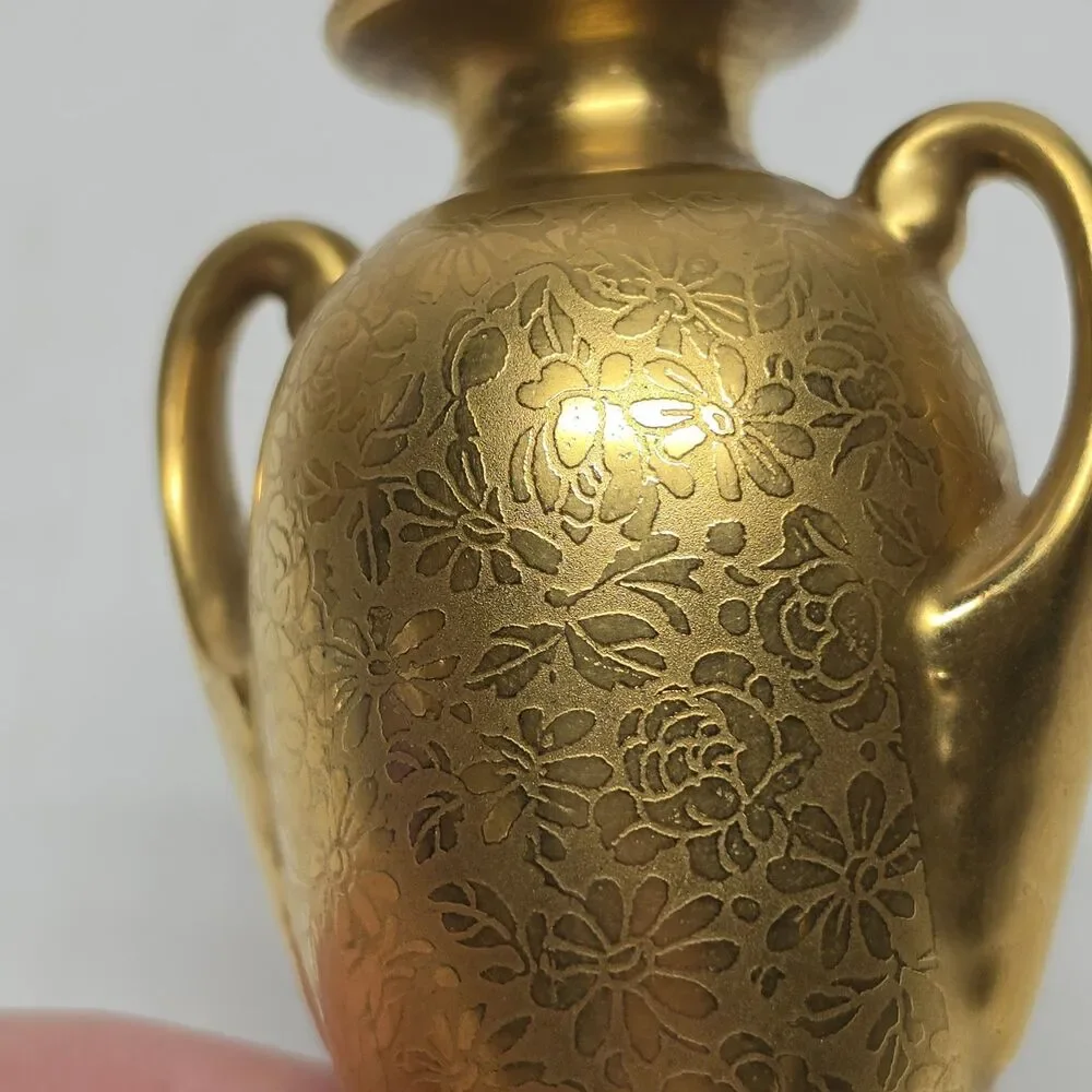 Vintage 50s Stouffer 24 Kt Gold Plated Salt/Pepper Shaker ROSE DAISY w Handles
